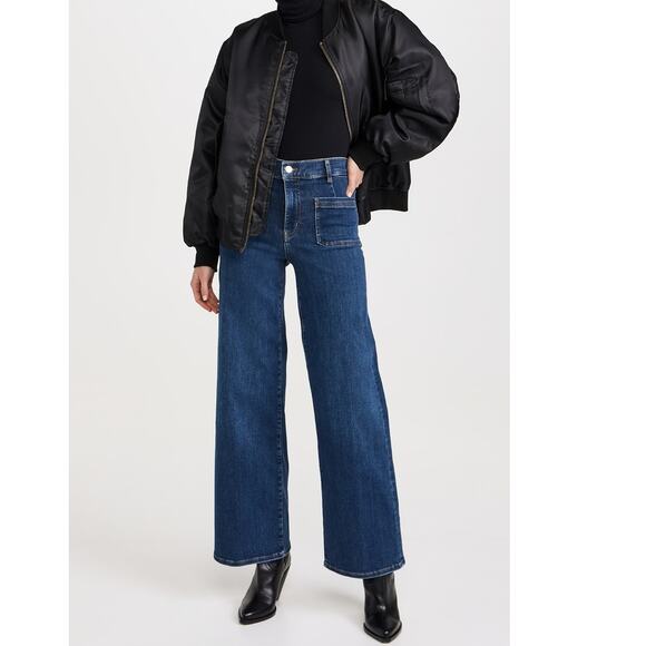 FRAME Le Slim Palazzo Bardot Pocket Jeans Cursive - Picture 15 of 15